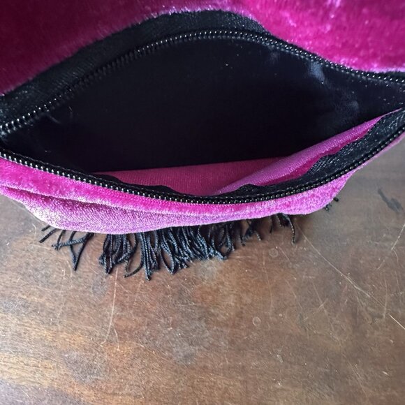 Pink Boho Embroidered Floral Guatemalan Crossbody Bohemian Purse Zip Fringe - Picture 5 of 7